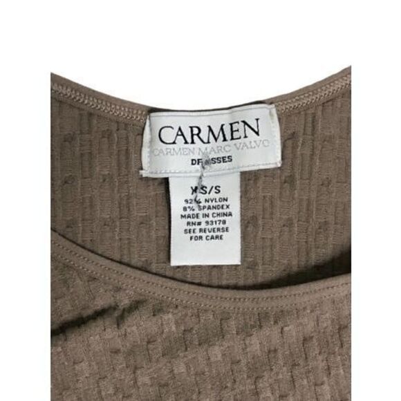 Carmen Marc Valvo Beige Sleeveless Bodycon Dress Size XS/S - Picture 3 of 7